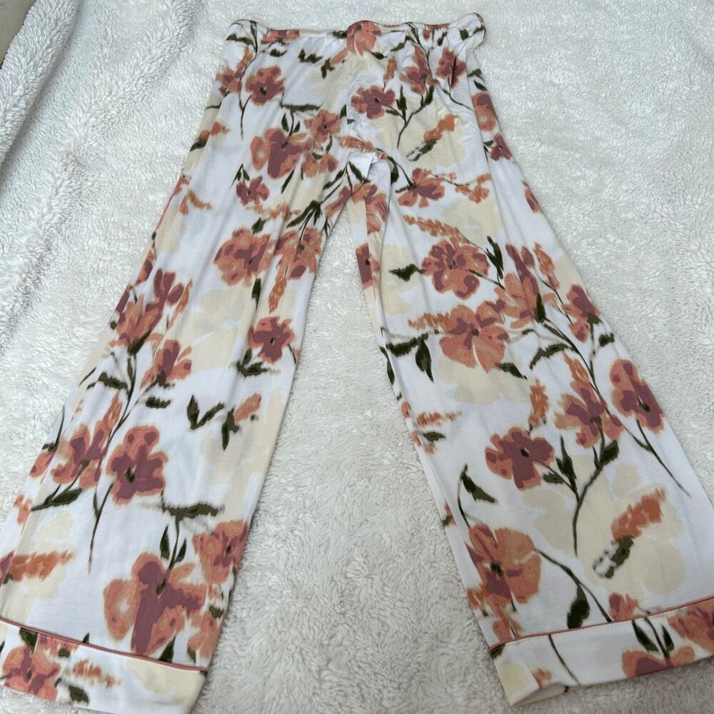 Nordstrom Womens Modal Floral White Peach Pj Set M Comfy Cozy Lounge Wear Sleep - Picture 3 of 6